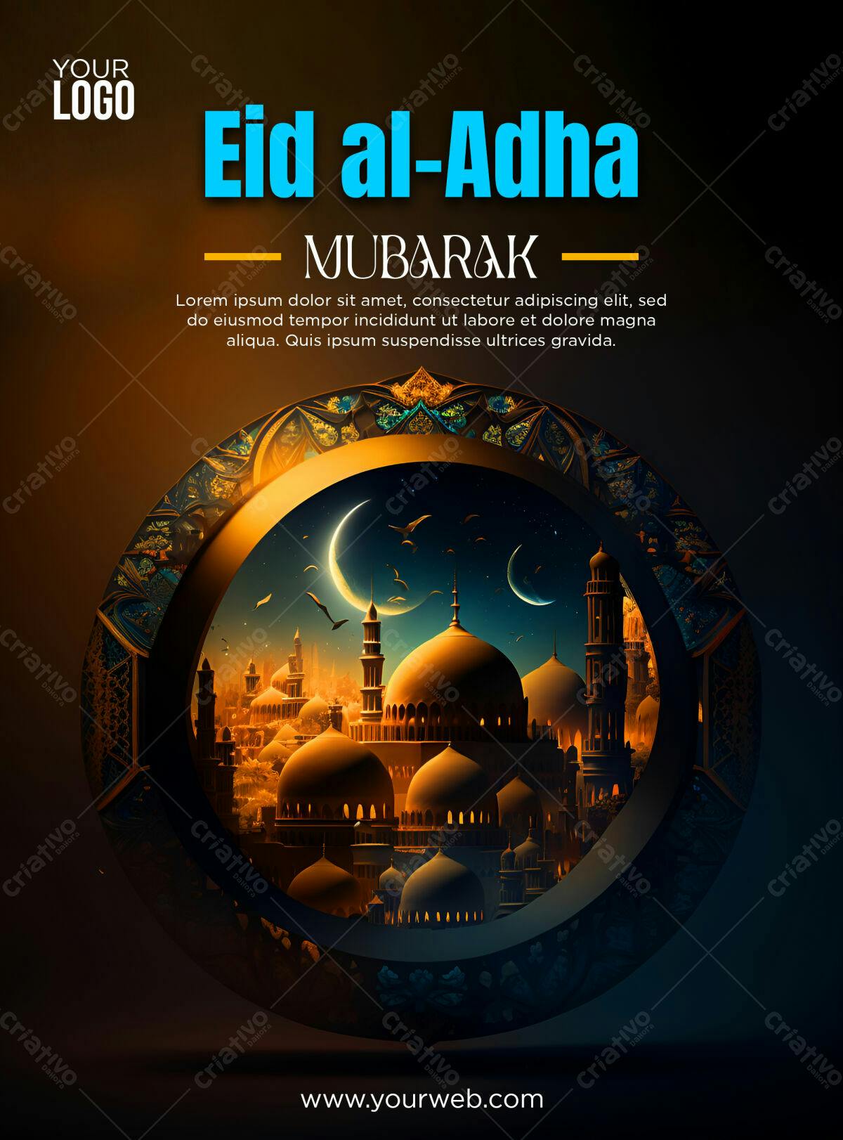 Flyer Eid al-Adha Mubarak PSD Editável