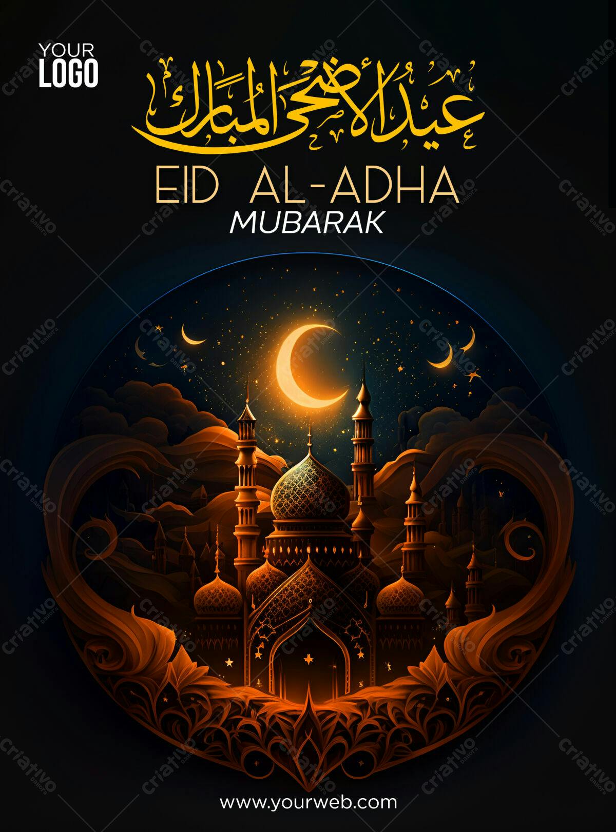 Flyer Eid Al-Adha Mubarak PSD Editável