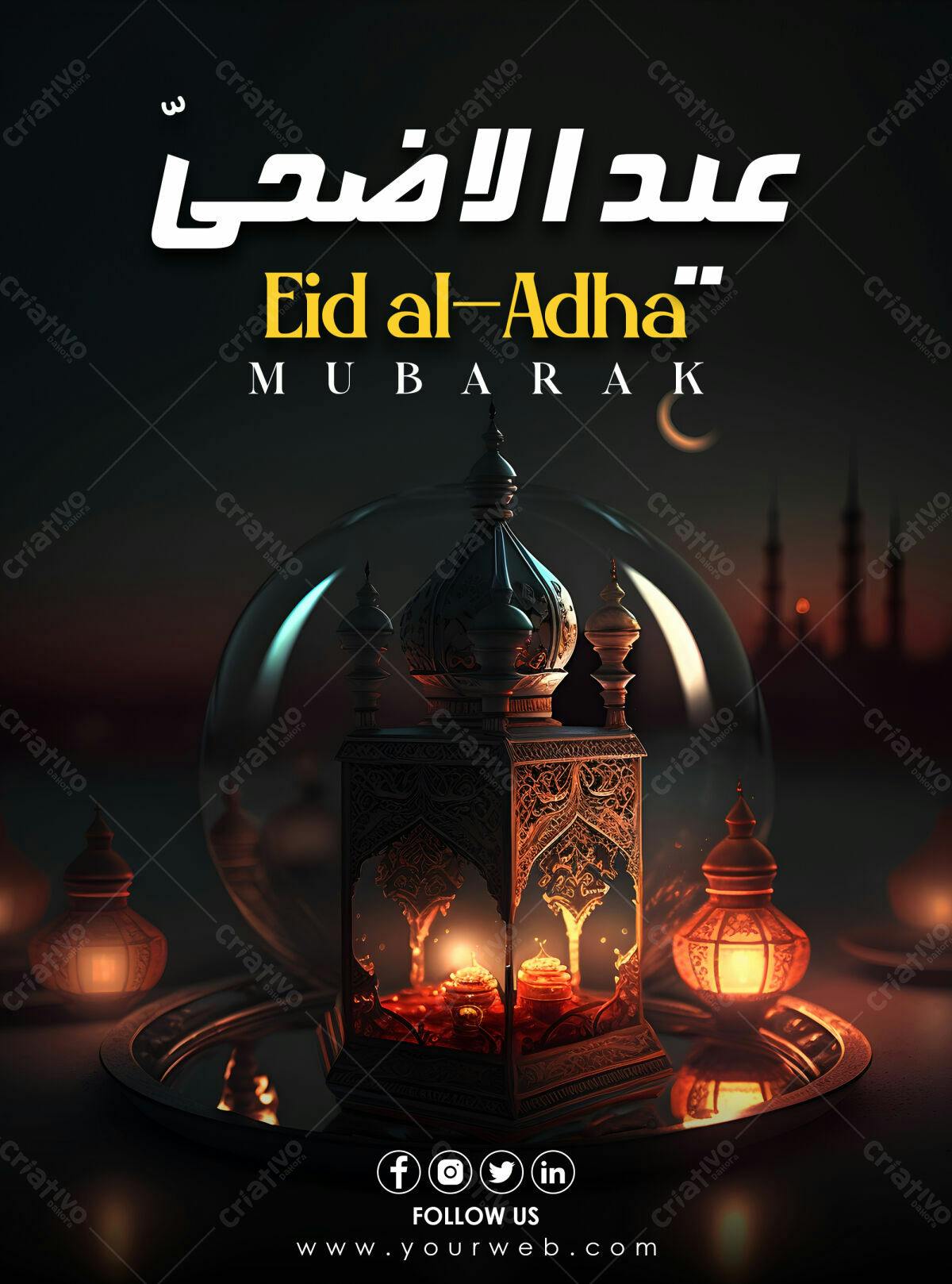 Flyer Eid al-Adha Mubarak PSD Editável