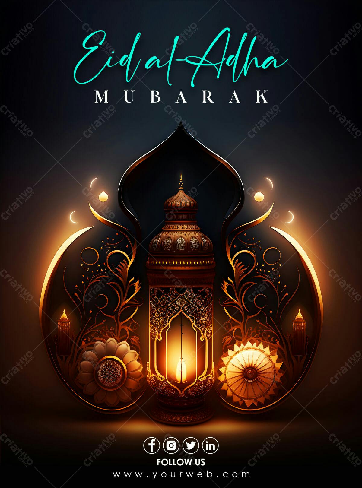 Flyer Eid al-Adha Mubarak PSD Editável