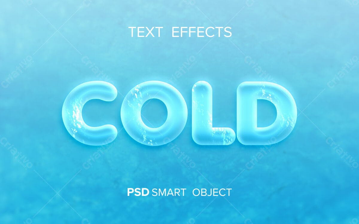 Efeito de Texto Gelo PSD Editável
