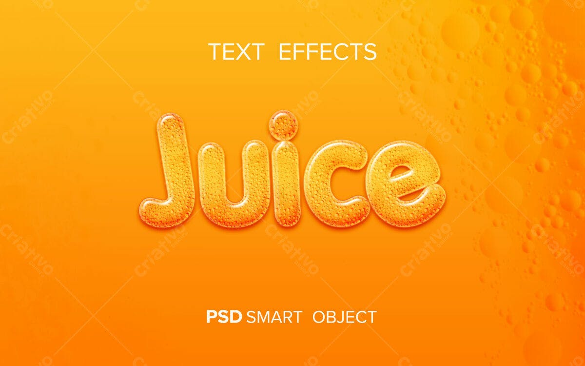 Efeito de Texto Suco Laranja PSD Editável