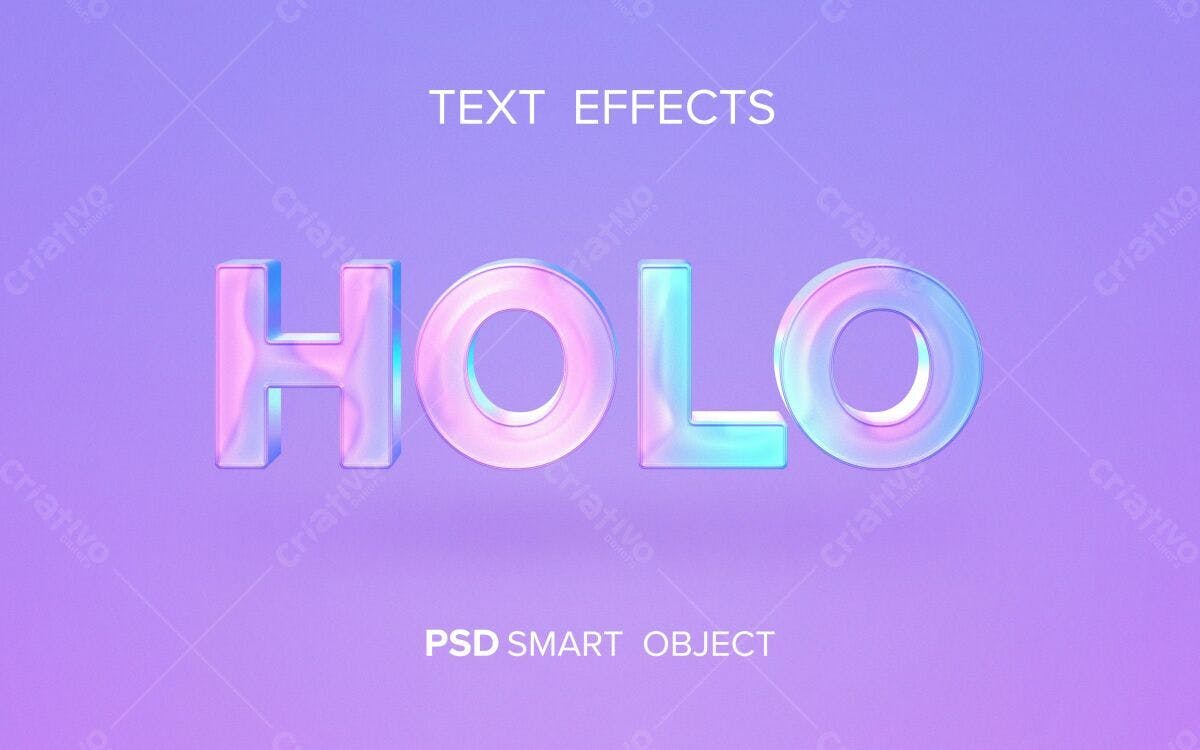 Efeito de Texto Holográfico PSD Editável