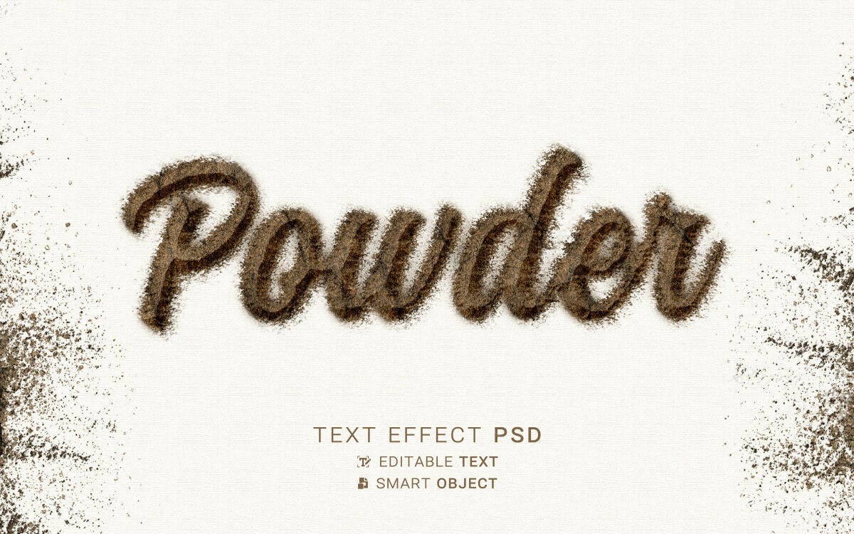 Efeito de Texto em Pó Marrom PSD Editável