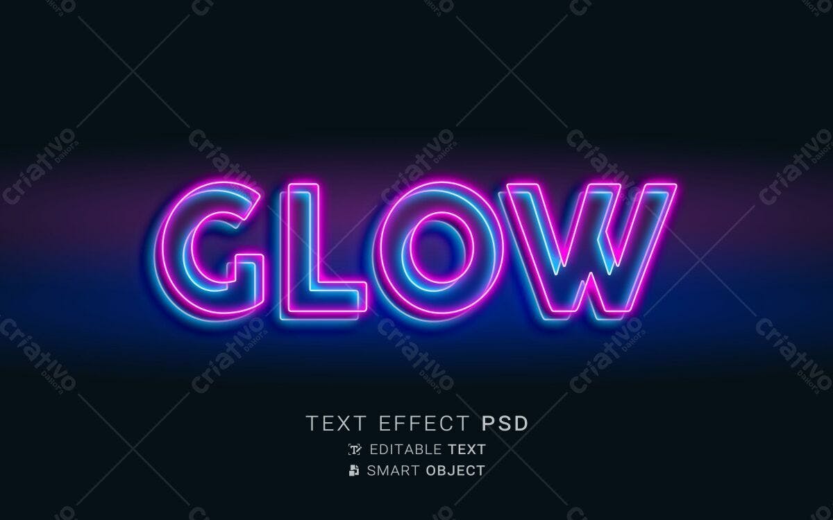 Efeito de Texto Neon PSD Editável