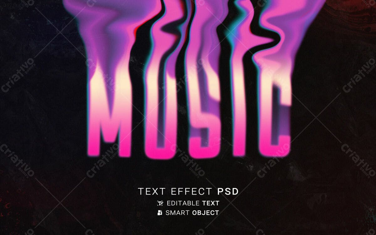 Efeito de Texto Música PSD Editável