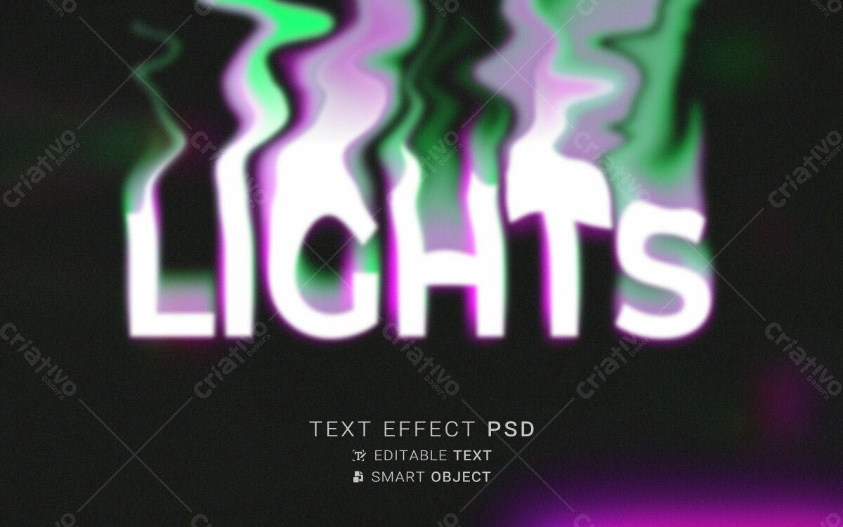 Efeito de Texto com Luzes Neon PSD Editável