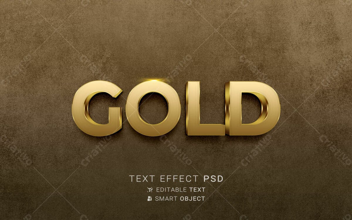 Efeito de Texto em Ouro PSD Editável