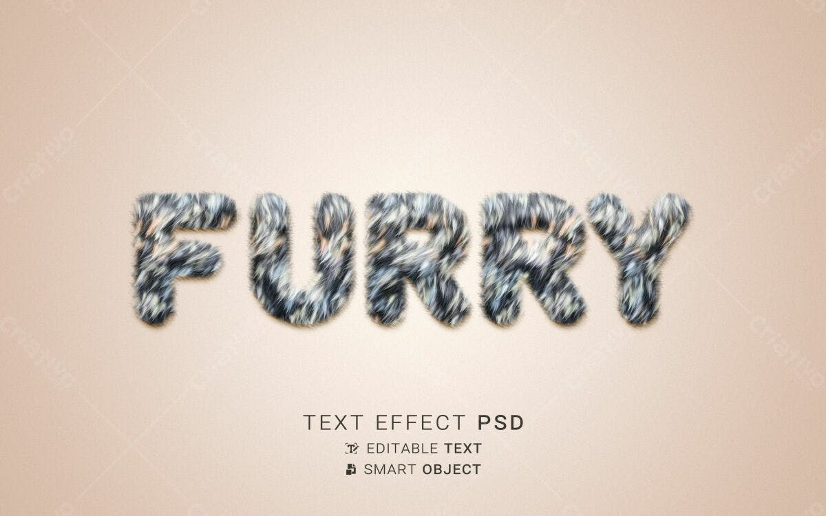 Efeito de Texto Peludo PSD Editável