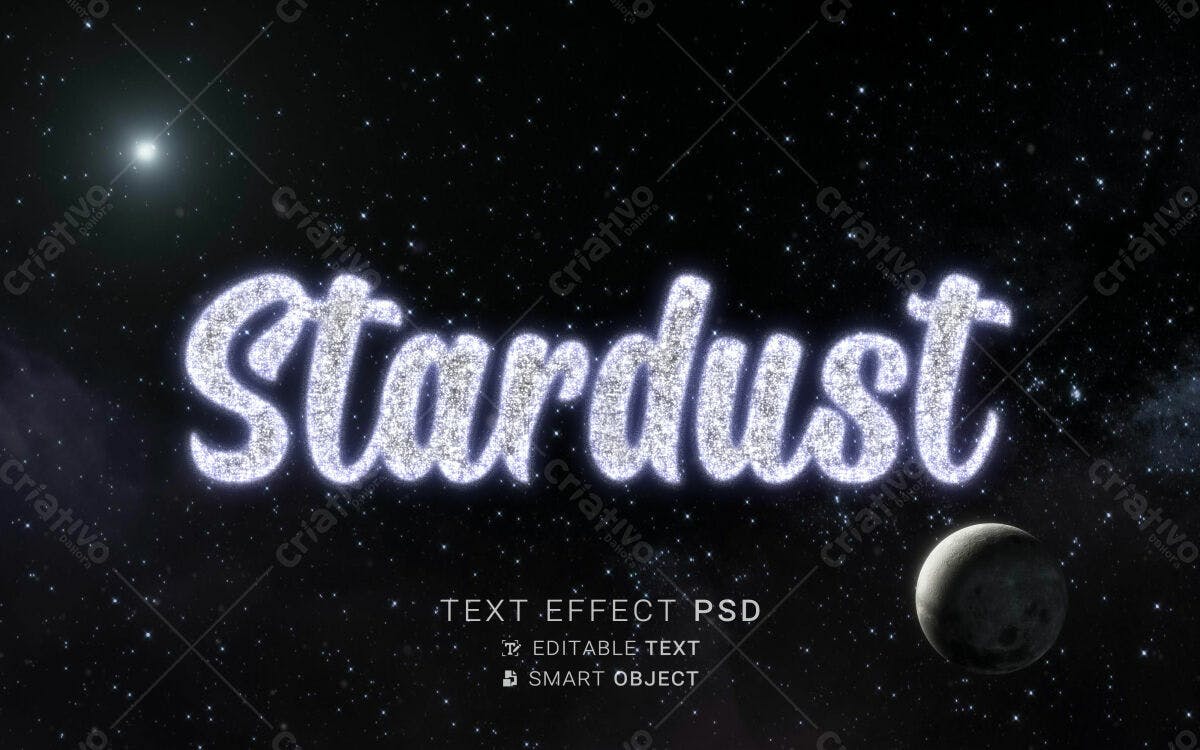 Efeito de Texto Stardust PSD Editável