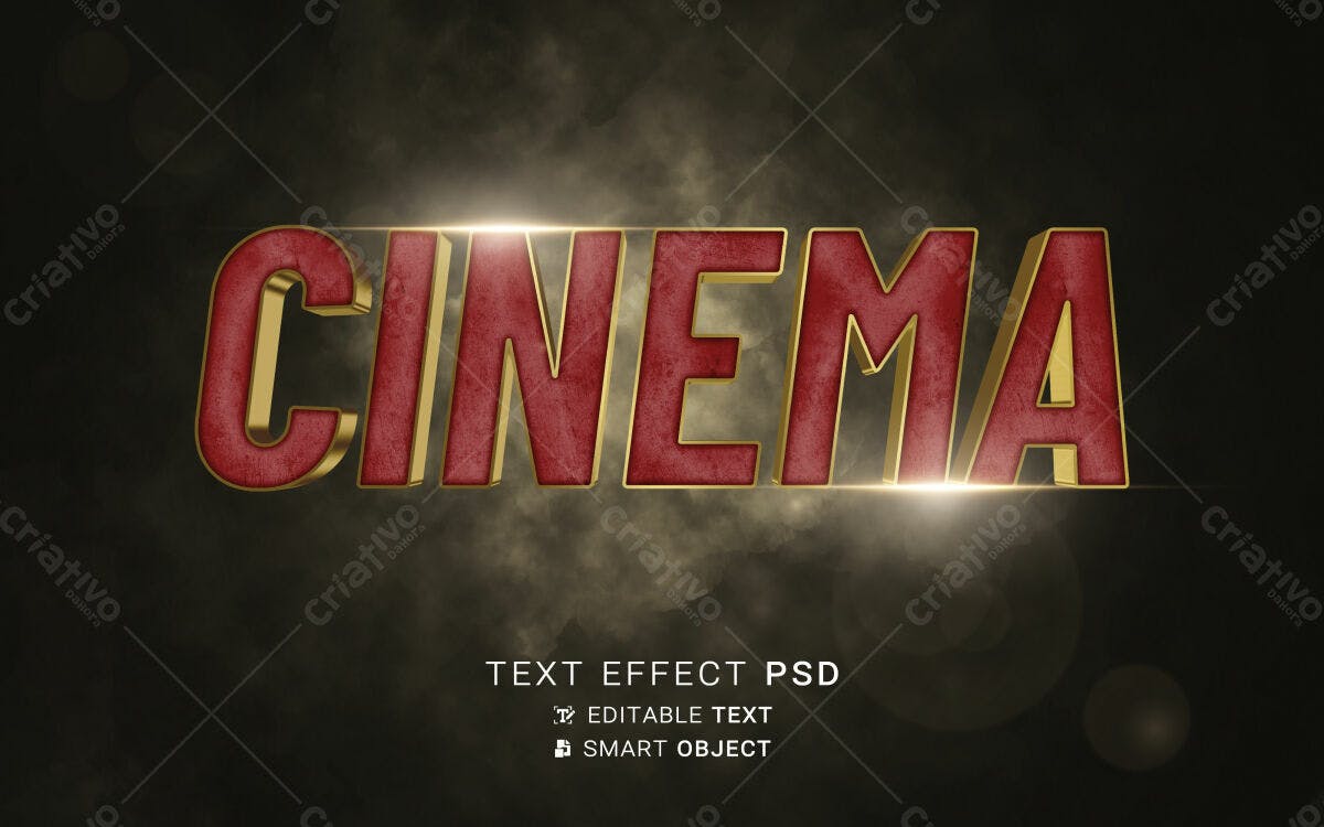 Efeito de Texto Cinema PSD Editável