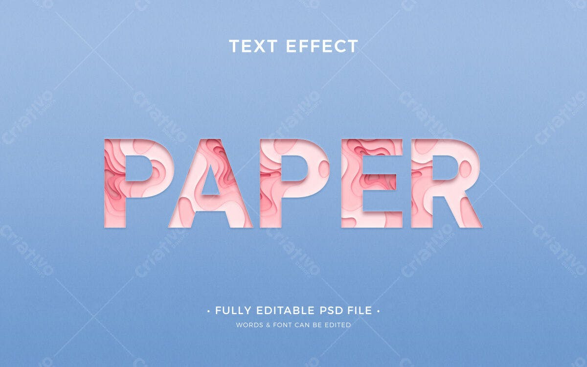 Efeito de Texto Papel para Design PSD Editável