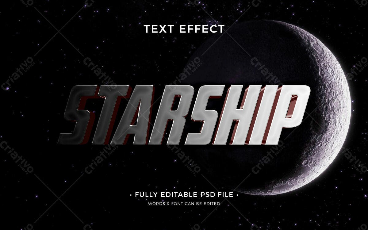 Efeito de Texto Starship PSD Editável