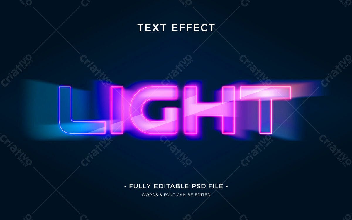 Efeito de Texto Neon PSD Editável