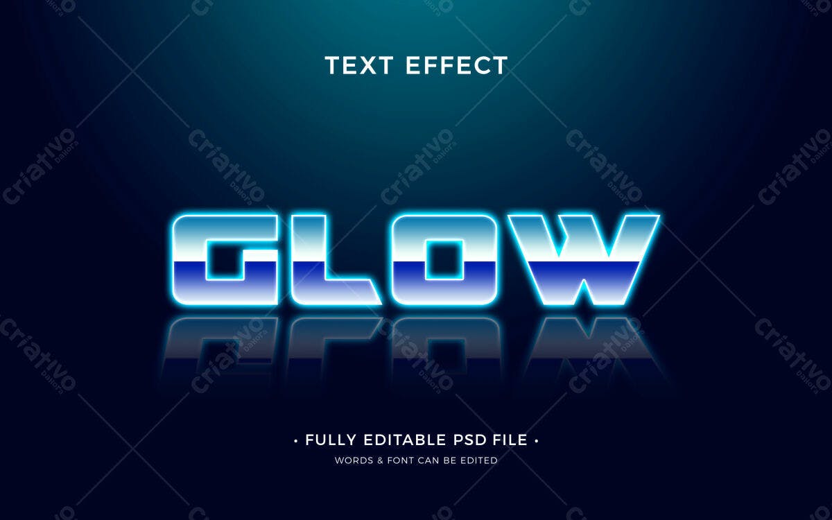 Efeito de Texto Neon Azul PSD Editável