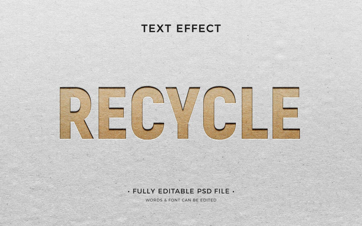 Efeito de Texto Reciclagem PSD Editável