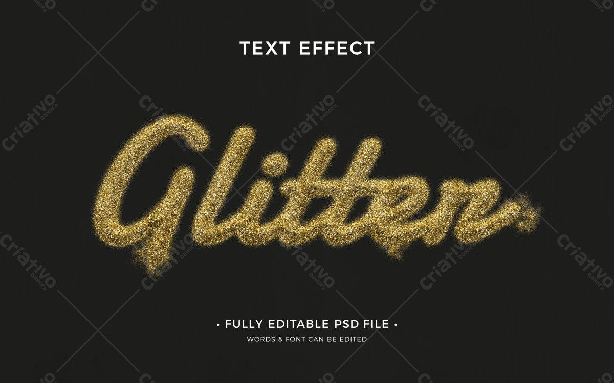 Efeito de Texto Glitter Dourado PSD Editável