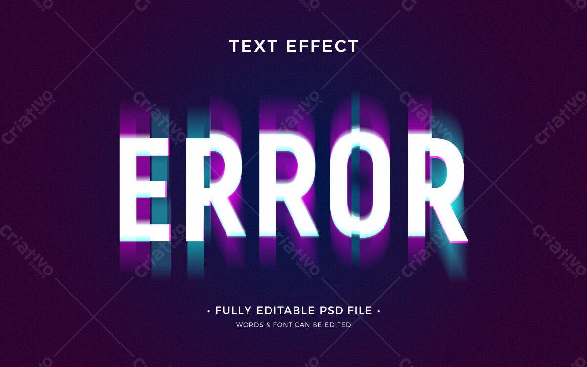 Efeito de Texto Glitch PSD Editável