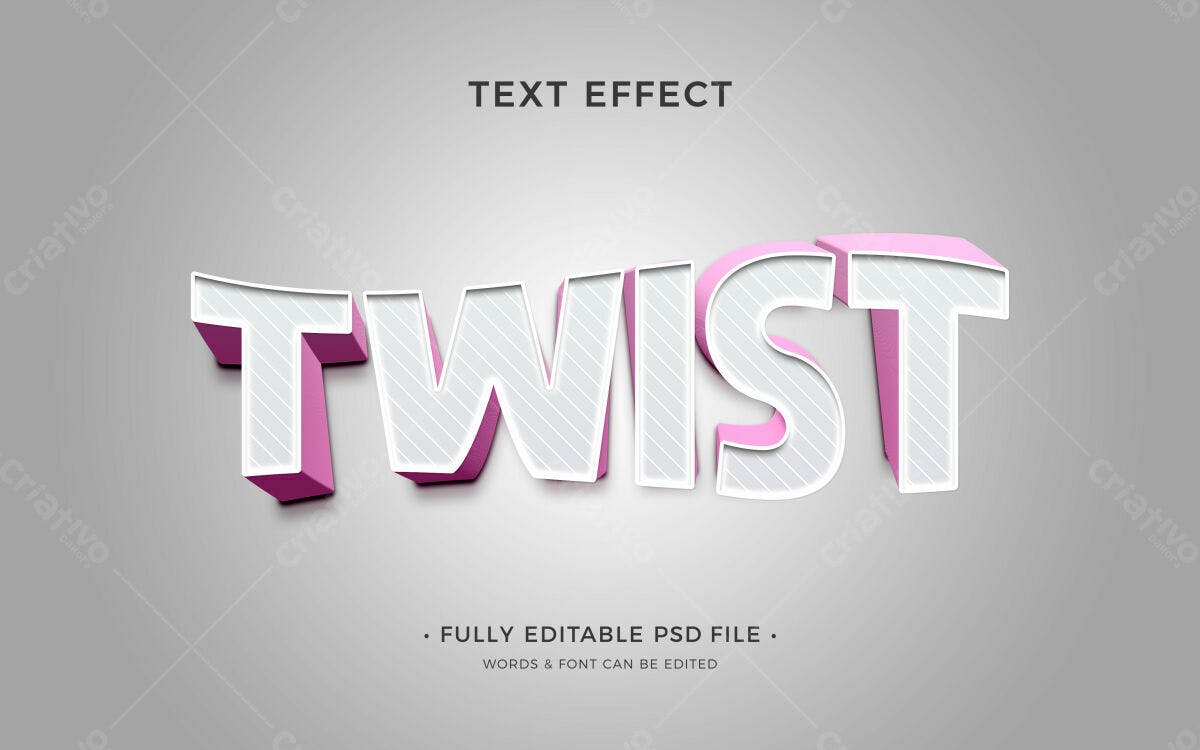 Efeito de Texto 3D Twist PSD Editável