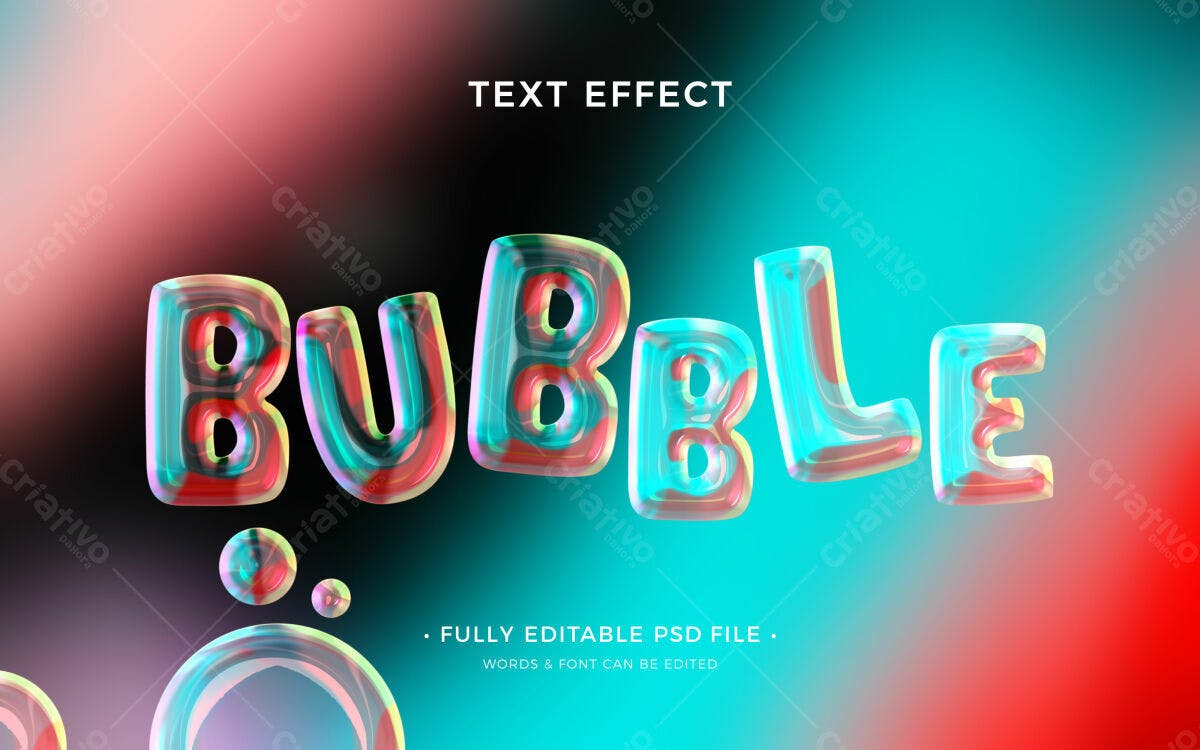 Efeito de Texto Bolha PSD Editável