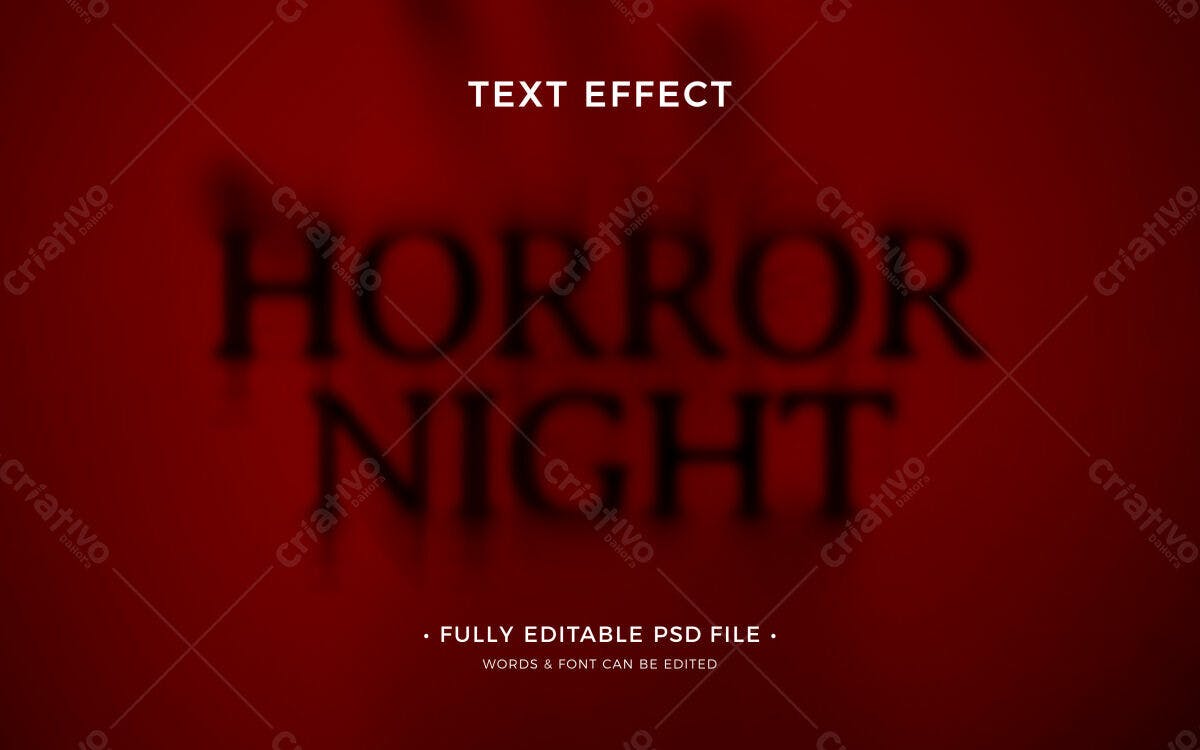 Efeito de Texto Terror Noturno PSD Editável