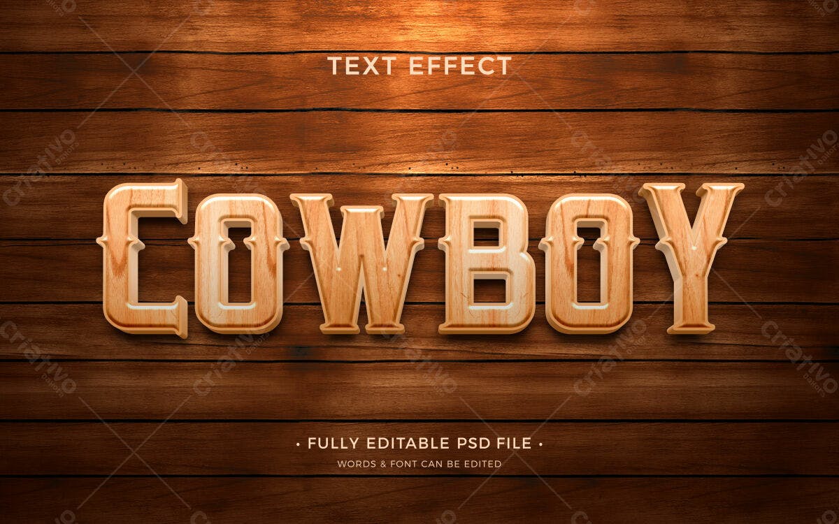 Efeito de Texto Cowboy PSD Editável