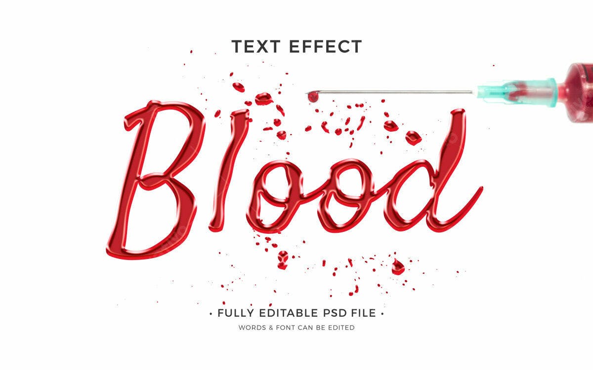 Efeito de Texto Sangue PSD Editável