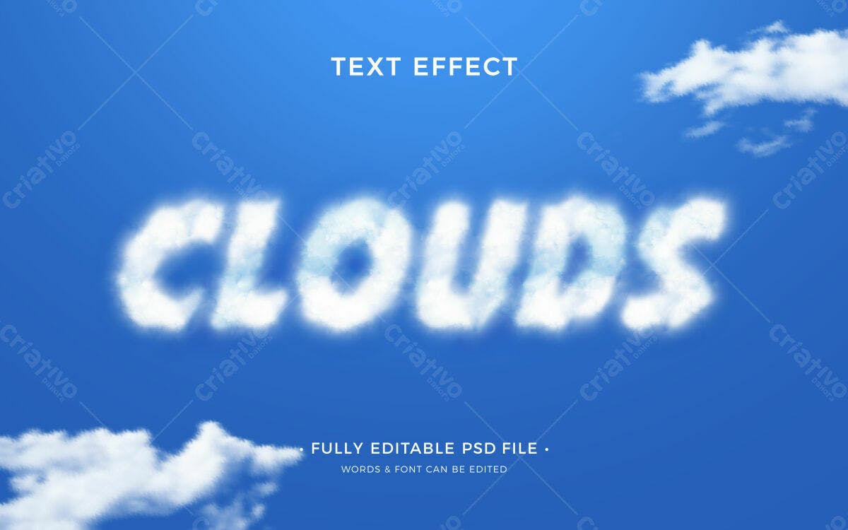 Efeito de Texto Nuvem PSD Editável