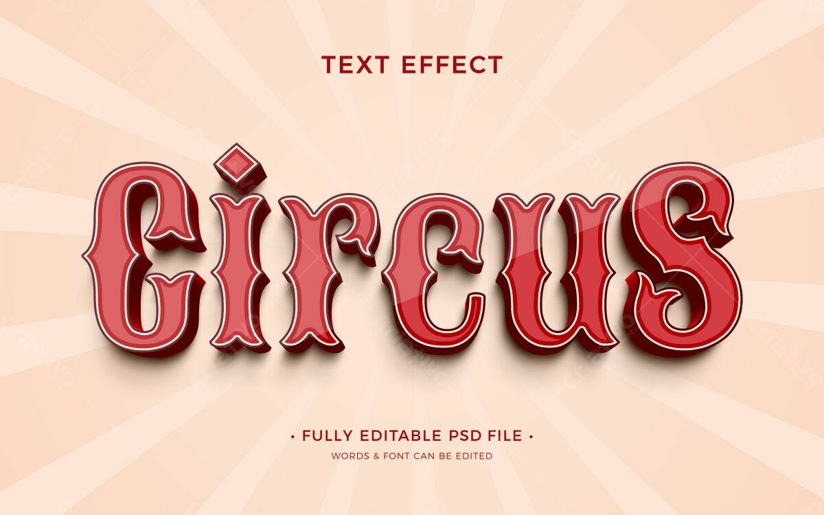Efeito de Texto Circense PSD Editável