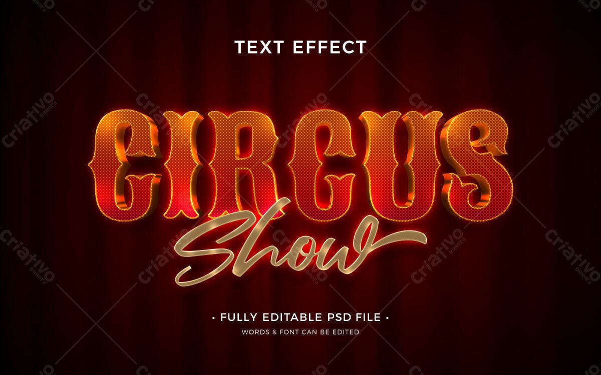 Efeito de Texto para Circo PSD Editável
