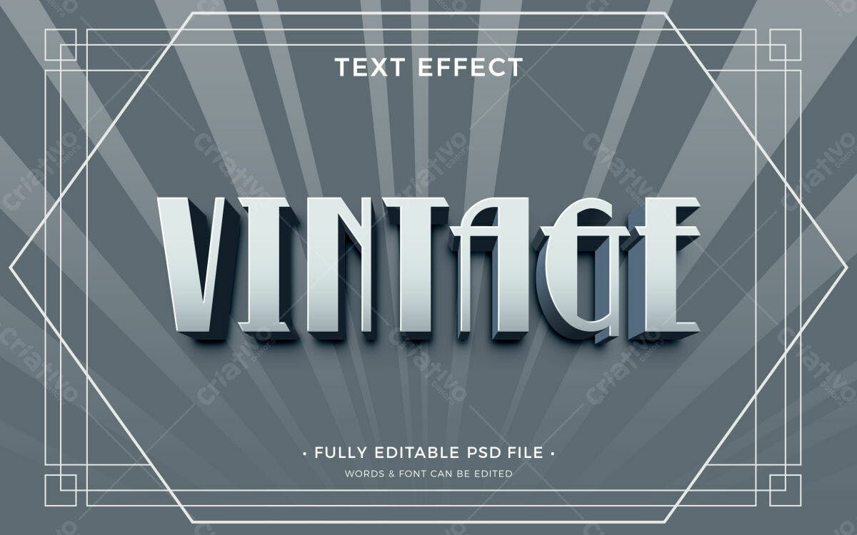 Efeito de Texto Vintage PSD Editável
