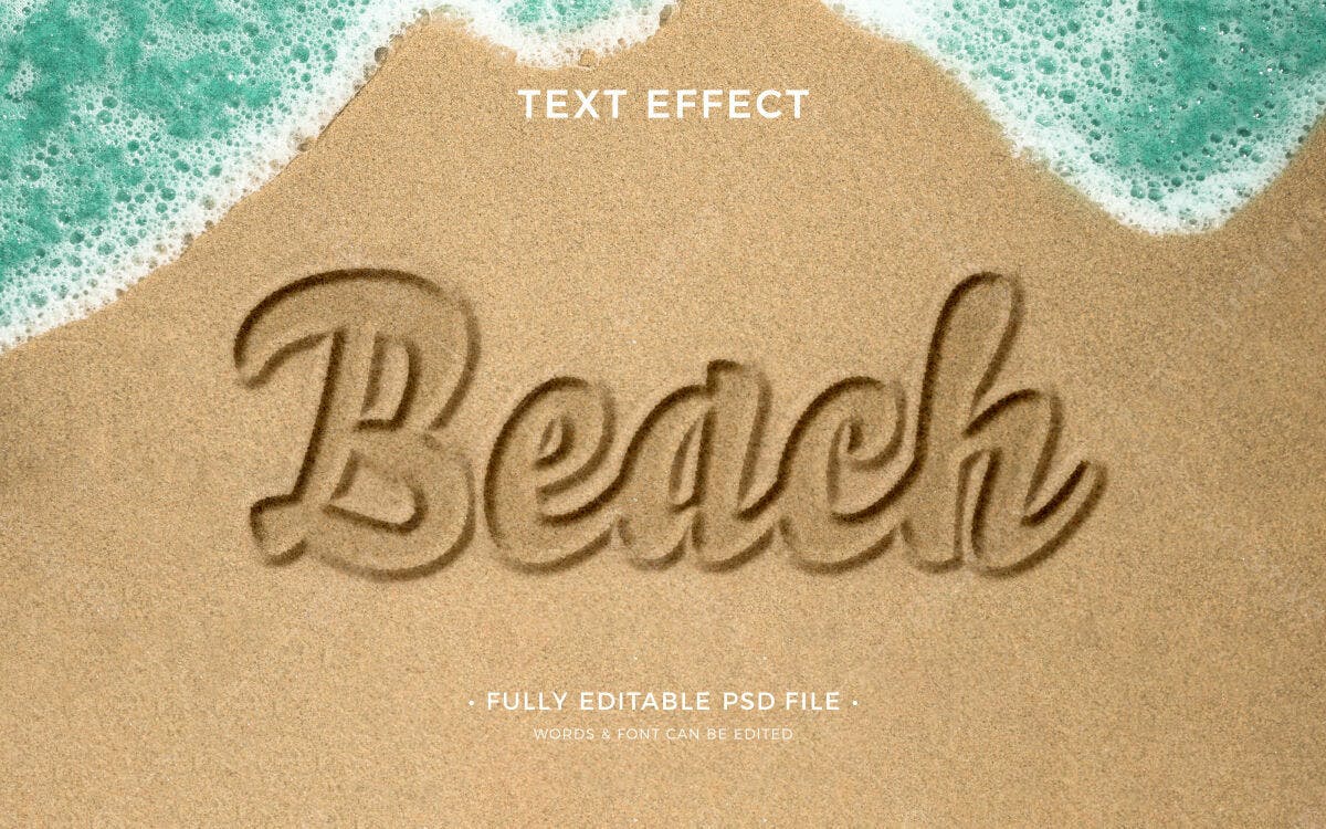Efeito de Texto Praia PSD Editável
