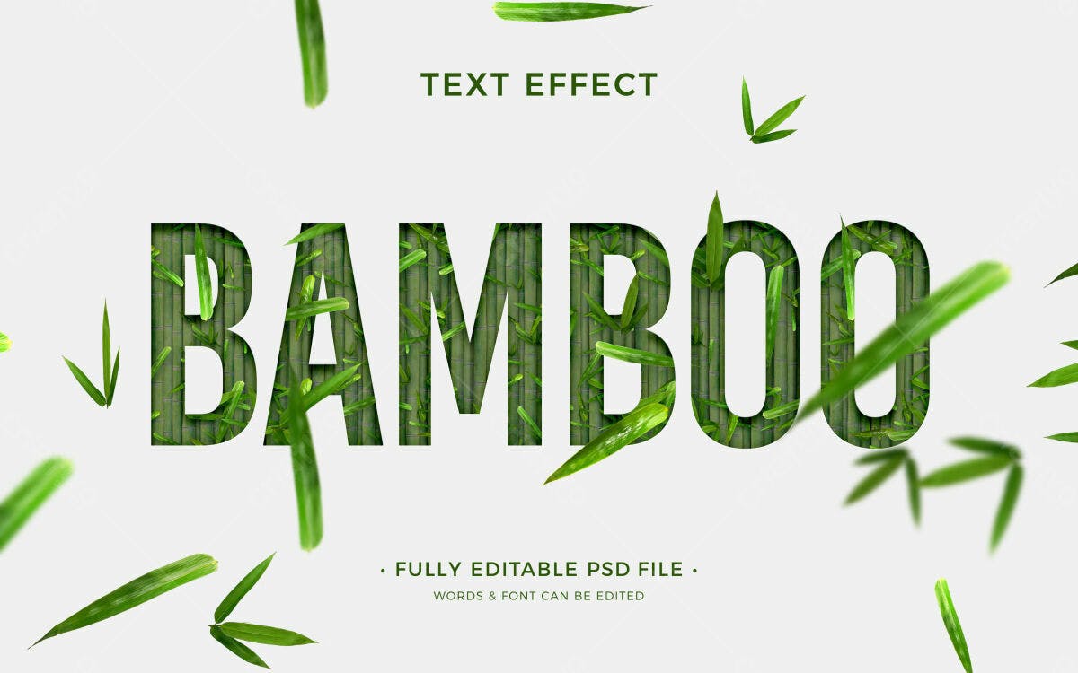 Efeito de Texto Bambu PSD Editável