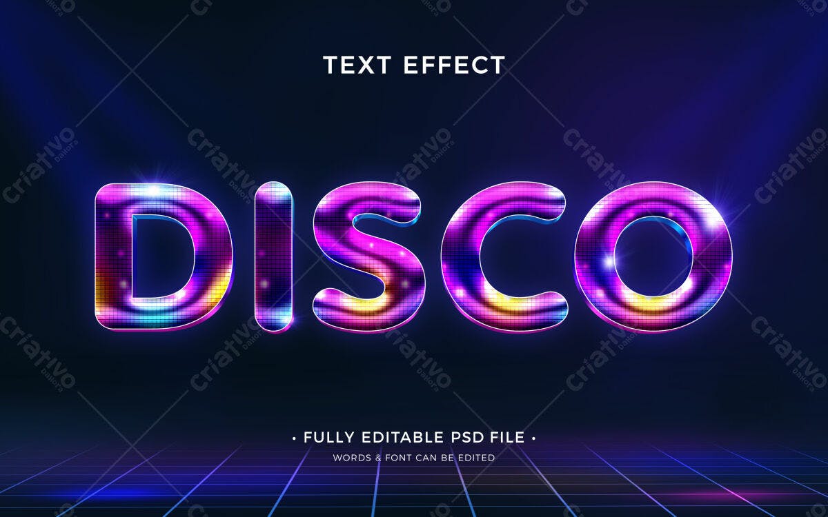 Efeito de Texto Disco PSD Editável