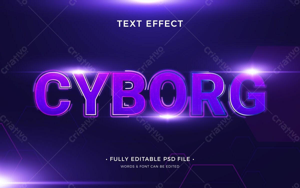 Efeito de Texto Cyberpunk PSD Editável