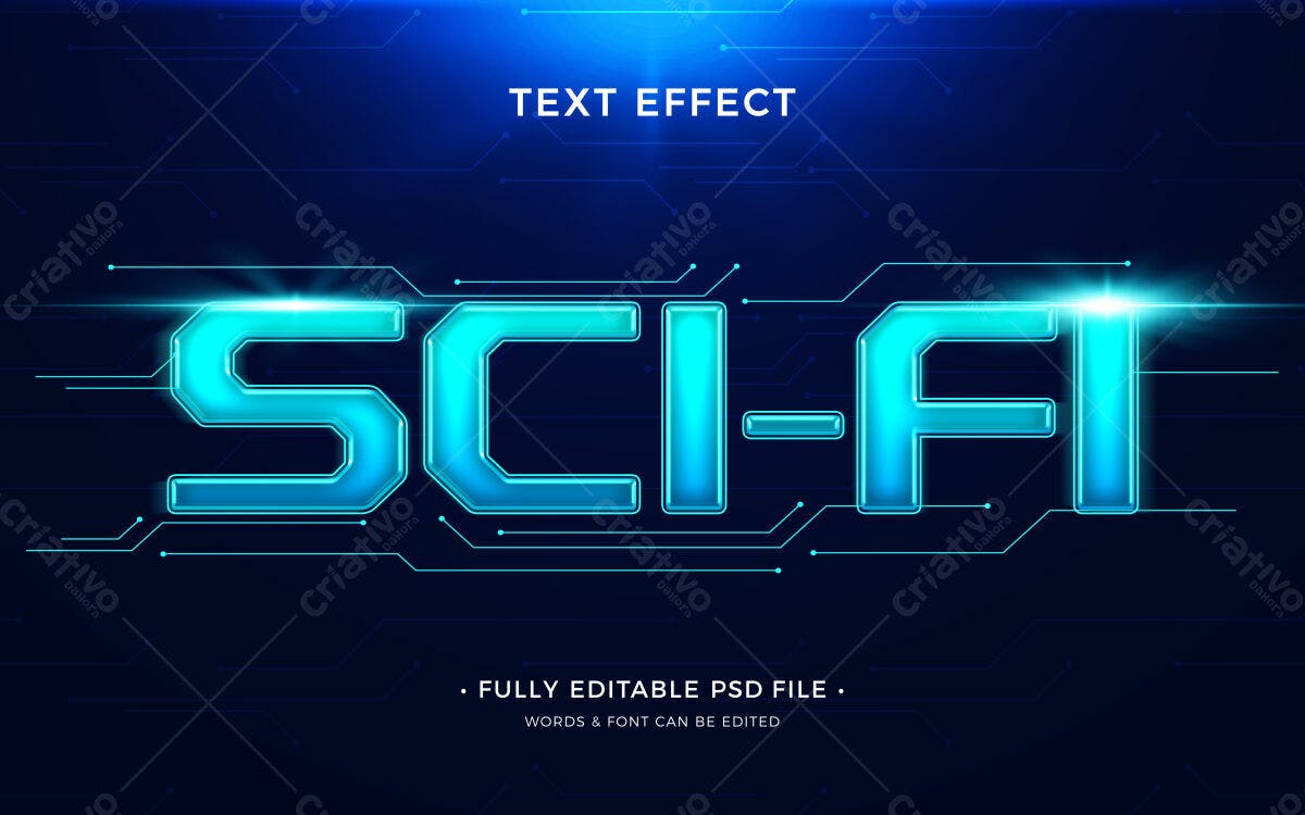 Efeito de Texto Sci-Fi PSD Editável