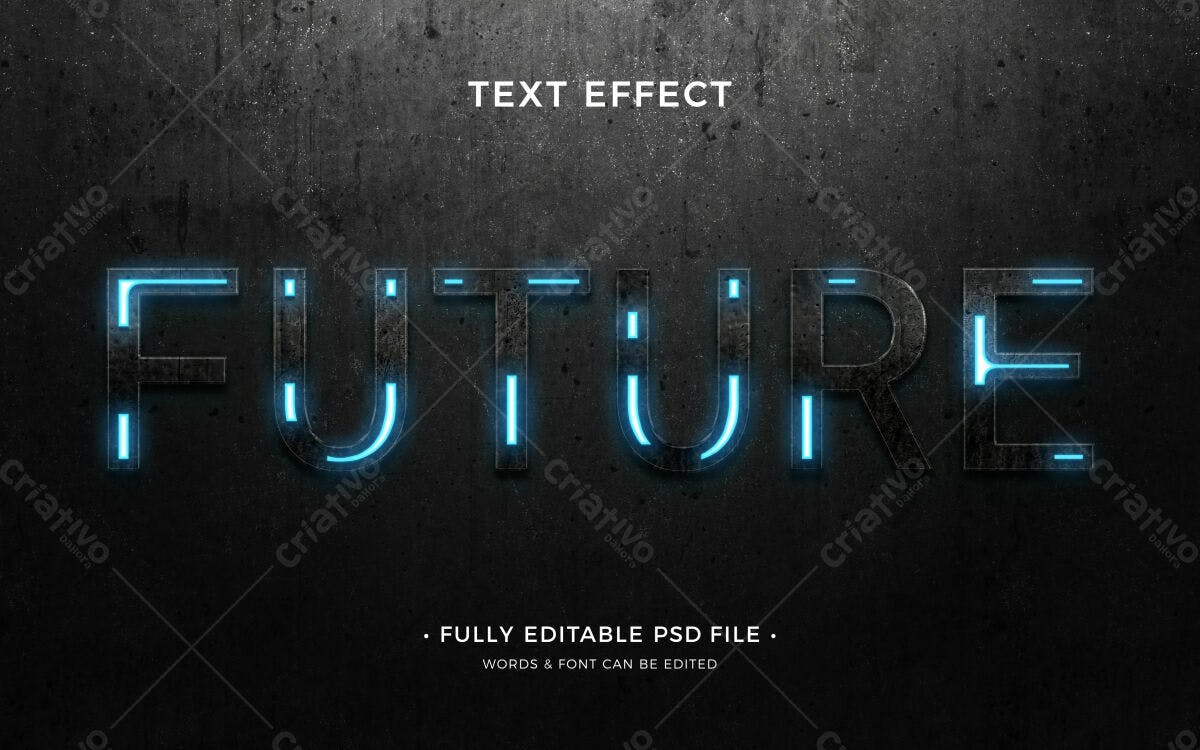 Efeito de Texto Cyberpunk PSD Editável