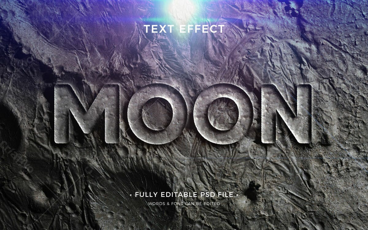 Efeito de Texto em PSD para Design de Arte Lunar