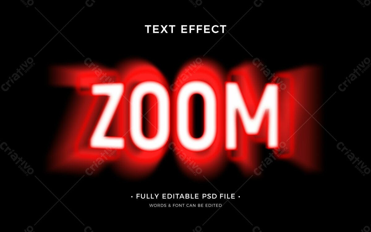 Efeito de Texto Zoom PSD Editável