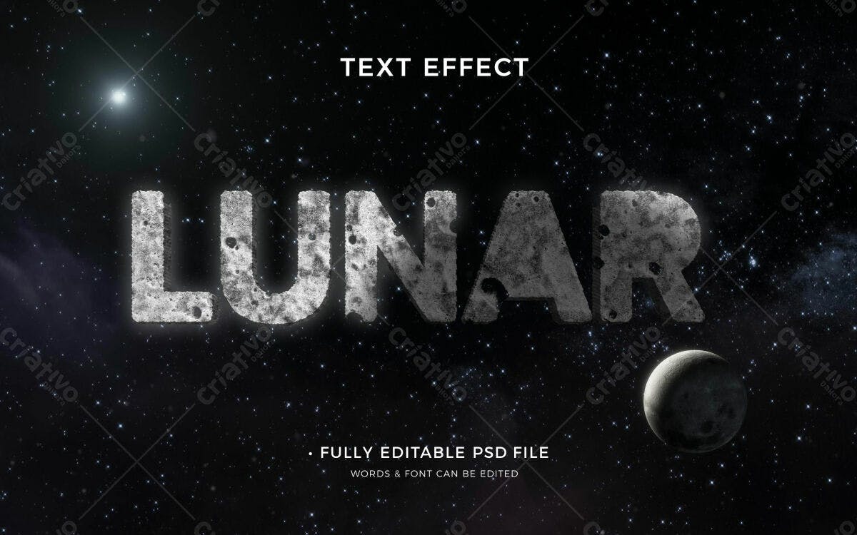 Efeito de Texto Lunar PSD Editável