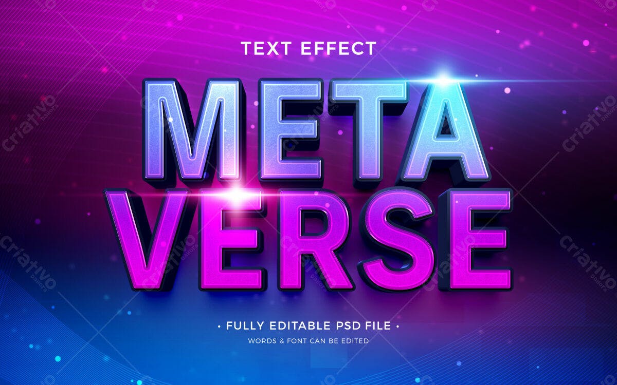 Efeito de Texto para Metaverso PSD Editável
