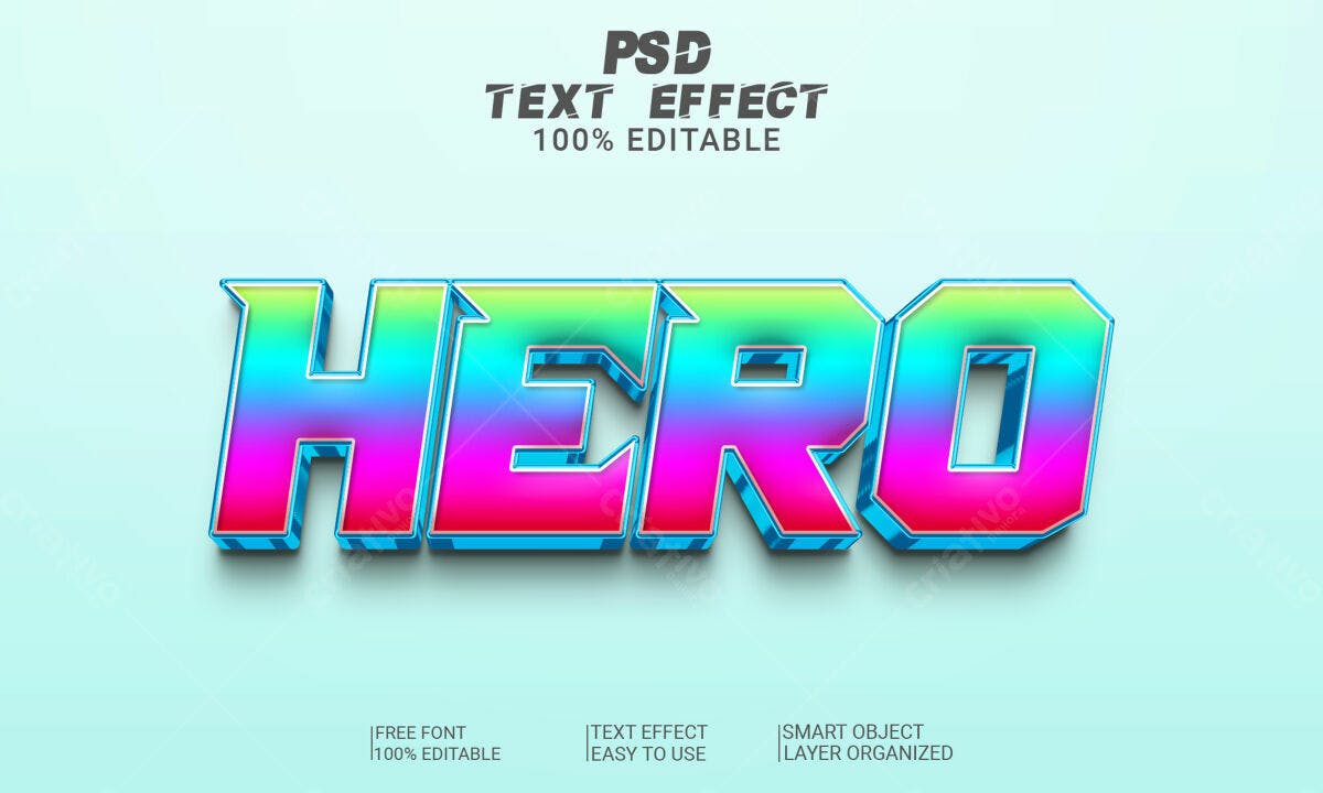 Efeito de Texto Heroi PSD Editável