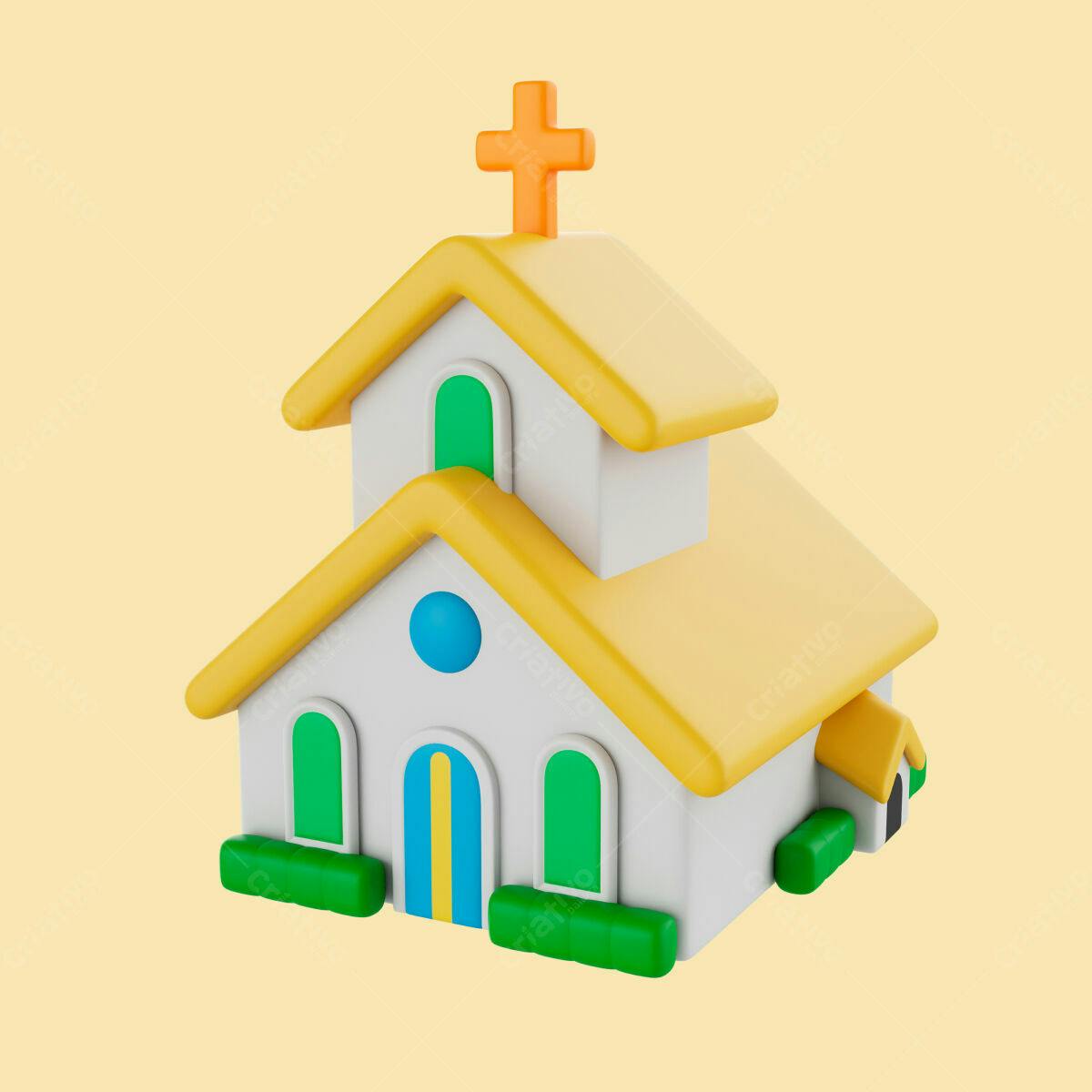 Icone Igreja Cartoon PSD Editável