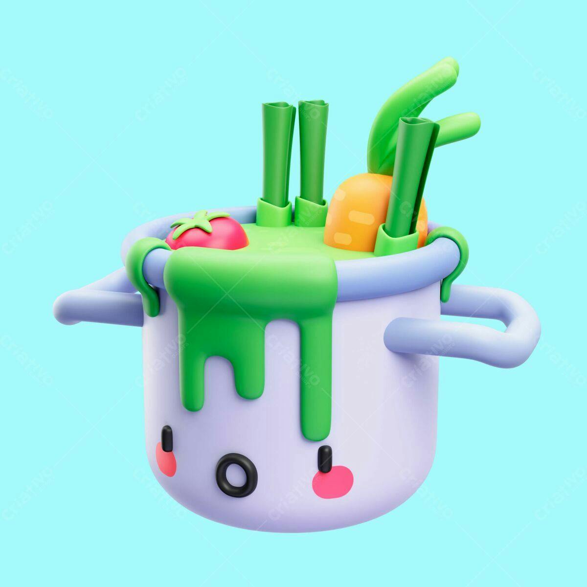 Mascote Panela de Sopa PSD Editável