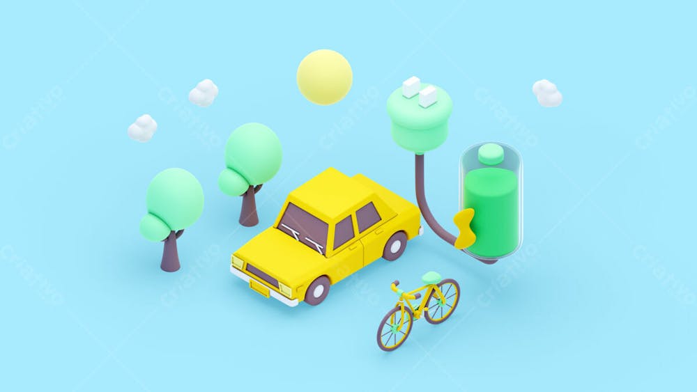 Personagem 3D Vivo E Elemento Da Natureza Psd