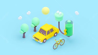 Personagem 3D Vivo E Elemento Da Natureza Psd