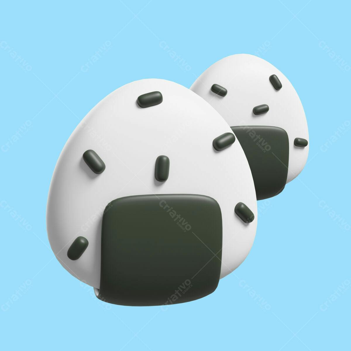 Ícones Onigiri em 3D PSD Editável