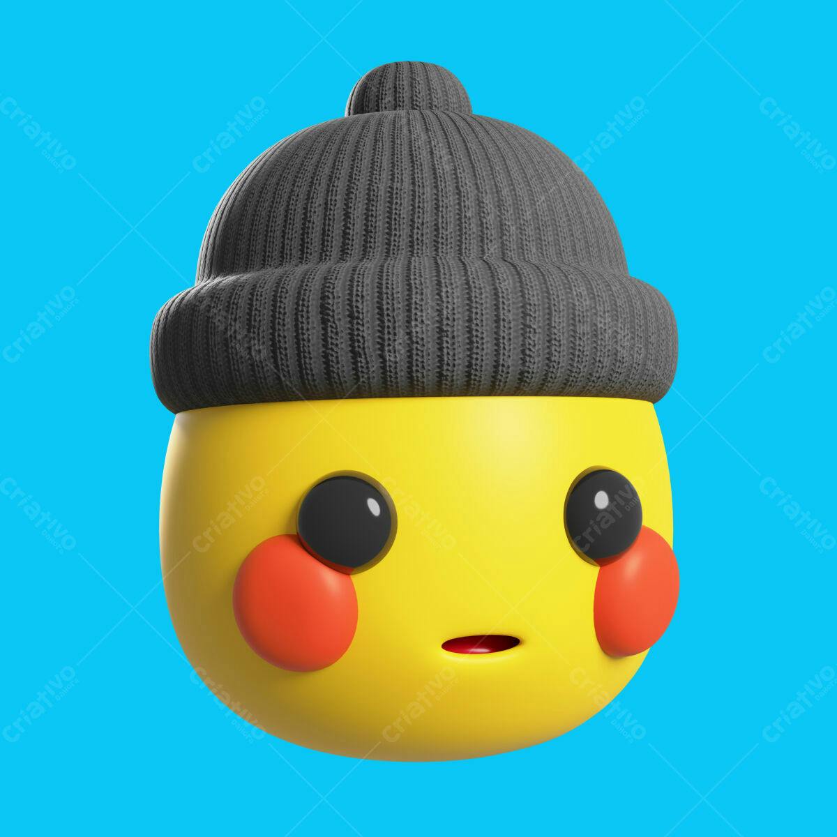 Emoticon fofo com gorro PSD Editável