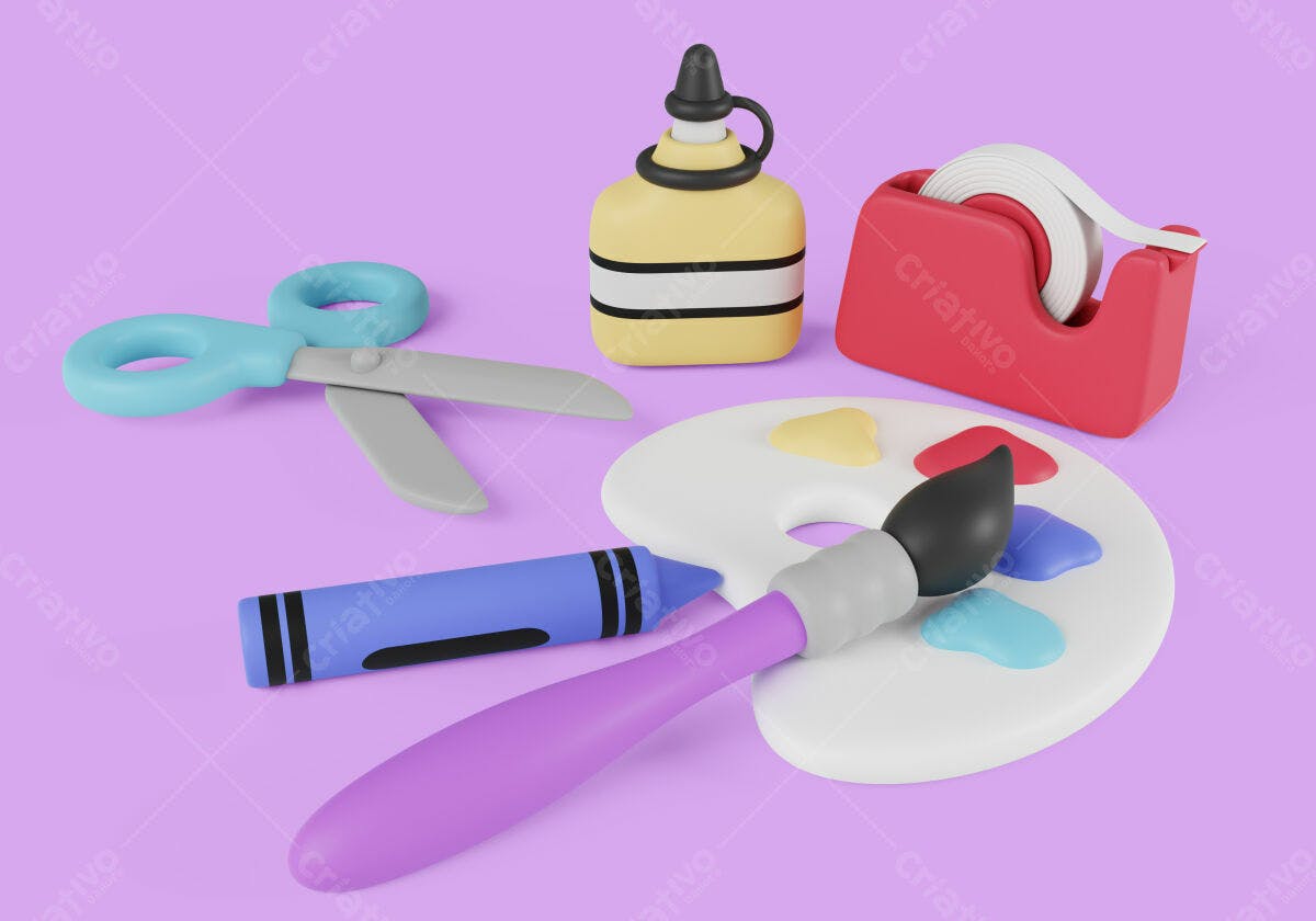Kit de Material Escolar PSD Editável