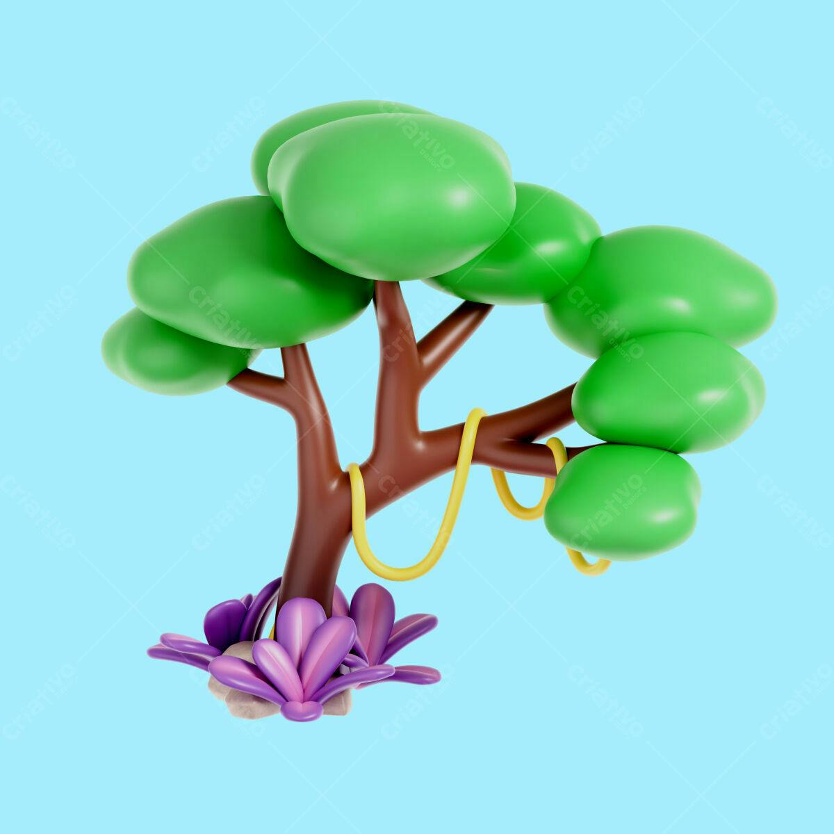 Ilustração de Árvore Cartoon PSD Editável